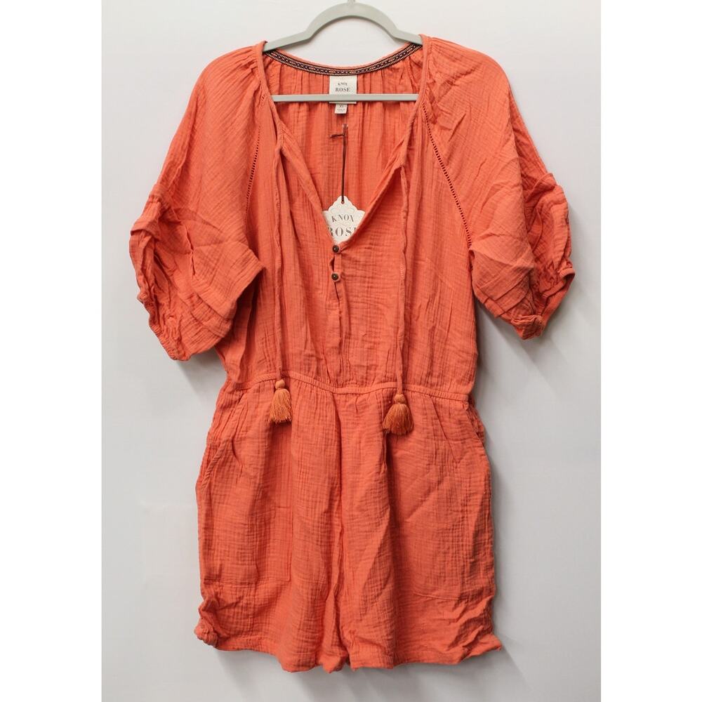*NEW* KNOX ROSE WOMEN'S BOHO SHORT SLEEVE TASSELED ROMPER
